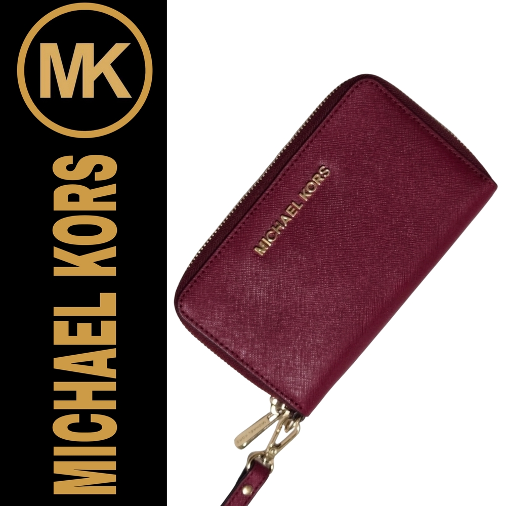 NWOT Michael Kors Burgundy Wallet Saffiano Leather